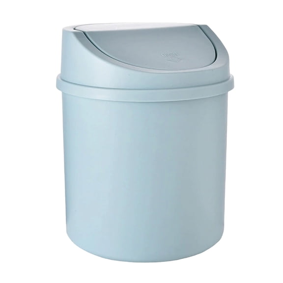 Mini Waste Can with Removable Swing-Top Lid - 1 Pc Small Garbage Bin for Kitchen, Bathroom, Bedroom, Office - Compact Can Fit Under Tables & Counters, Blue
