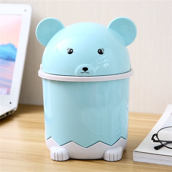 Mini Waste Can with Removable Swing-Top Lid - 1 Pc Small Garbage Bin for Kitchen, Bathroom, Bedroom, Office - Compact Can Fit Under Tables & Counters, Blue