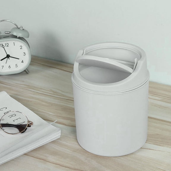 Mini Waste Can with Removable Swing-Top Lid - 1 Pc Small Garbage Bin for Kitchen, Bathroom, Bedroom, Office - Compact Can Fit Under Tables & Counters, Gray