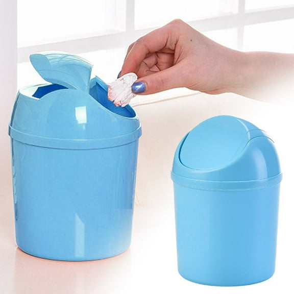 Mini Wastebasket, Plastic Trash Can with Swing Lid, Tiny Desktop Waste Garbage Bin for Home, Office, Kitchen, Vanity Tabletop, Bedroom, Bathroom, 1 Pcs, 7.6x5.6"
