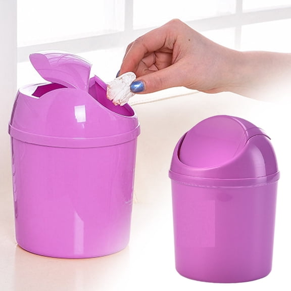 Mini Wastebasket, Plastic Trash Can with Swing Lid, Tiny Desktop Waste Garbage Bin for Home, Office, Kitchen, Vanity Tabletop, Bedroom, Bathroom, 1 Pcs, 7.6x5.6"
