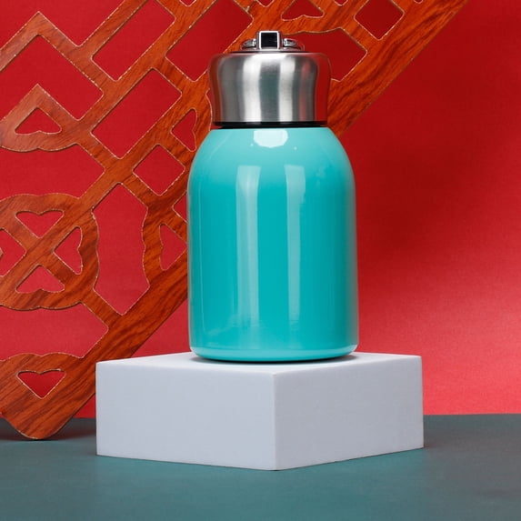Mini Water Bottle Small Water Bottle 300ML Stainless Steel Small Flask Vacuum Insulated Thermal Cup Leak Proof Portable Mini With Hook Green