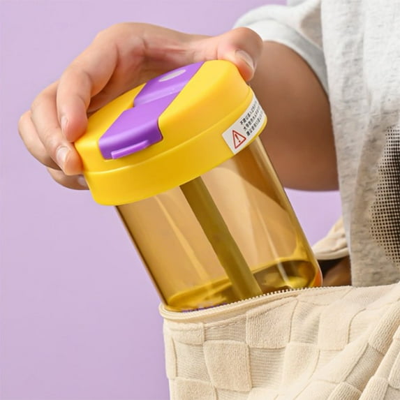 Mini Water Bottle with Straw | Leakproof Plastic Sports Drink Cup | 8oz Portable, Lightweight, Non-Slip, Food-Grade BPA Free | Travel Outdoor School Tumbler | White, Yellow, Green, Black