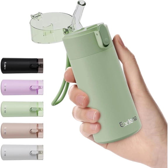 Mini Water Bottle with One-Hand Open Design, 5oz Small Water Bottles with Straw