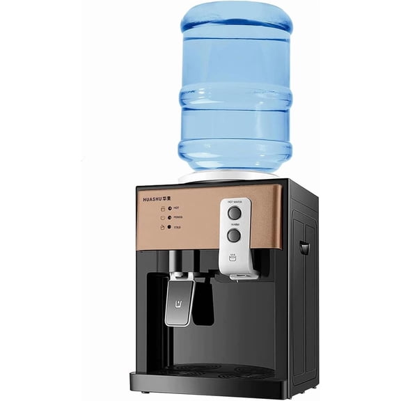 Mini Water Cooler Dispenser Countertop Top Loading Water Dispenser for 1 to 5 Gallon Bottles Cold Hot Water Dispenser of 3 Temperature Settings Hot Water Normal Ice Water 46-59
