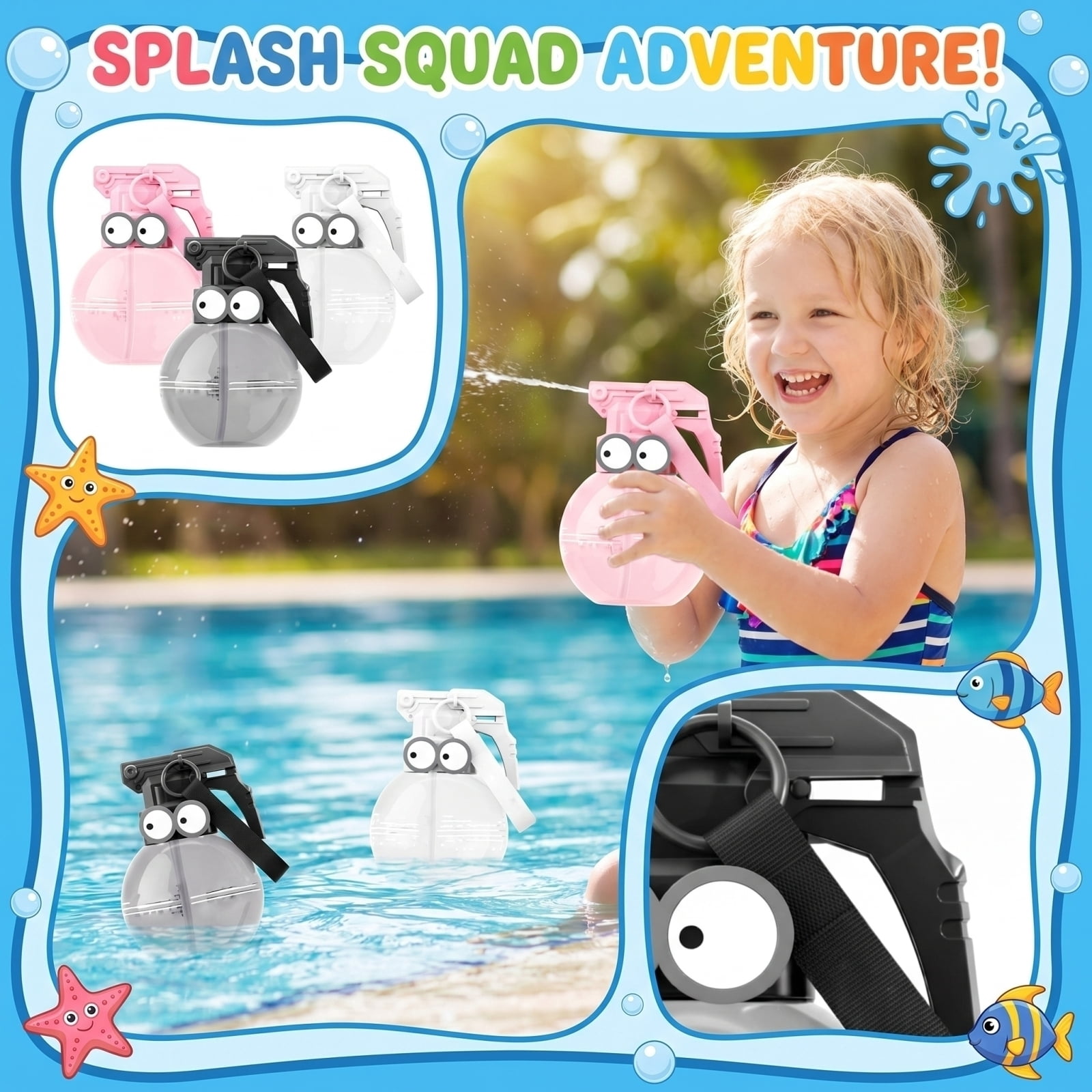 Mini Water Gun, Portable Transparent Water Blaster with Space Ball Design for Pool Beach Summer Outdoor Activities (3PCS)