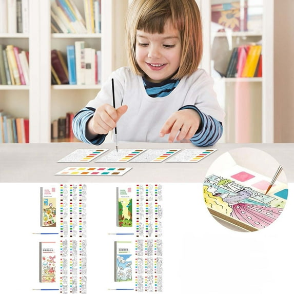 Mini Watercolor Pad | Fruit Doodle Drawing Book | Pocket Watercolor Set with Paintbrush | 12 Ultra-Thick Sheets | Portable Travel Painting Book | 190x80mm | For Creative Art & Bookmark Making