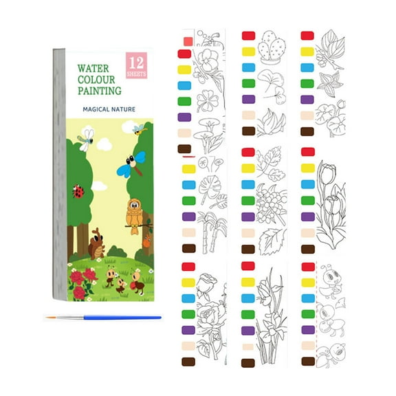 Mini Watercolor Paint Pad, 2024 New Paint Pad Book with Brush, Mini Watercolor Paint Pad Fruit, Watercolor Mini Paint Pad for adults for Adults and Kids