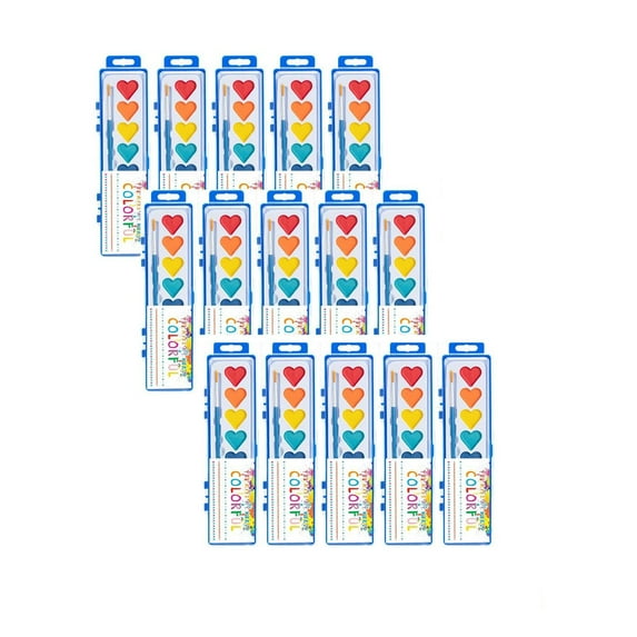 Mini Watercolor Paint Set for Valentine’s Day | Romantic Art Gift Valentine Watercolor Heart Shaped Water Colors with Paintbrush for Kid 8 colors Classroom Mini Paint Set Preschool