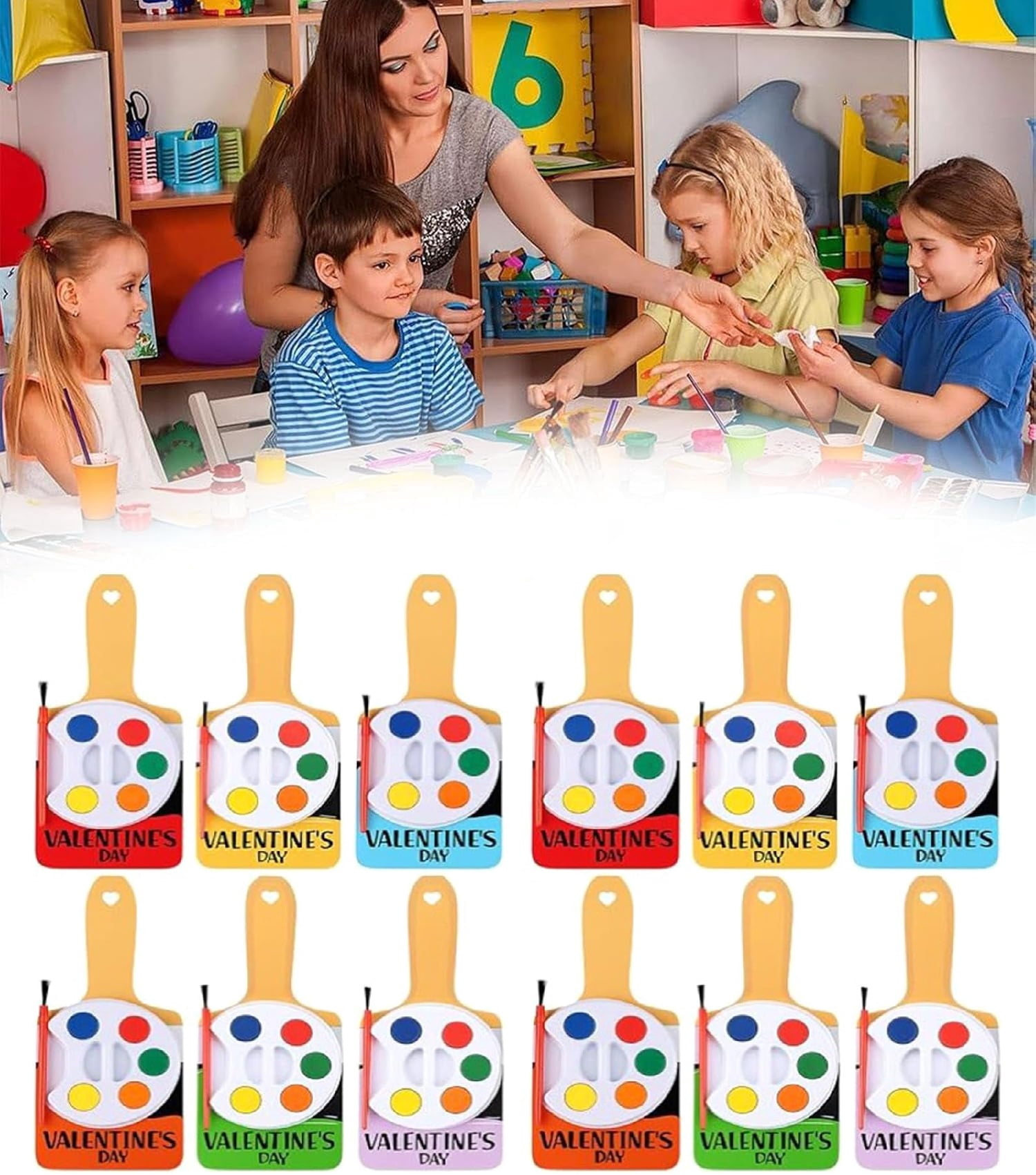 Mini Watercolor Painting Kit, Canvas Panel with Wooden Easel for Classroom Gifts(RL 12 Set )