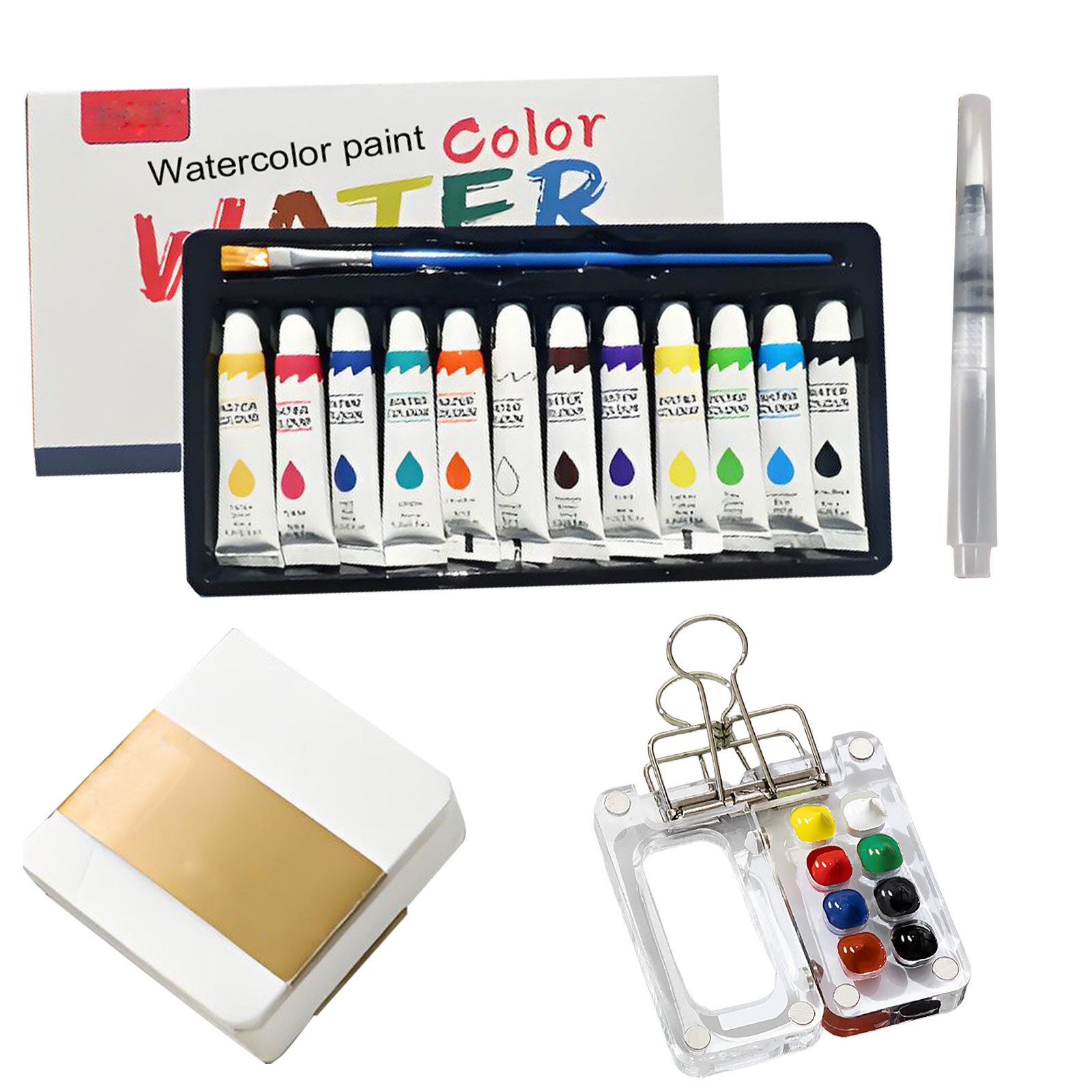 Mini Watercolor Set, Portable Travel Watercolor Painting kit, Sketchbook Palette, Wooden Palette Box, Portable Watercolor Set, Convenient For Artistic Creation, Gift for Painters and Artists