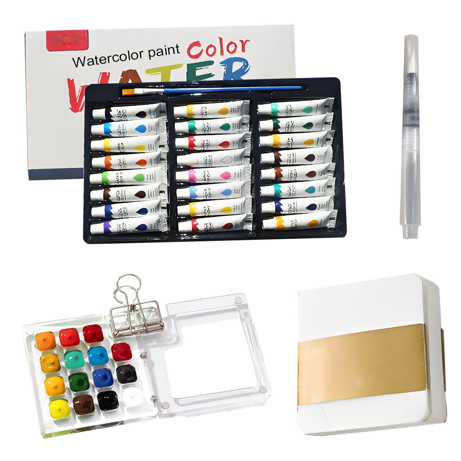 Mini Watercolor Set, Portable Travel Watercolor Painting kit, Sketchbook Palette, Wooden Palette Box, Portable Watercolor Set, Convenient For Artistic Creation, Gift for Painters and Artists