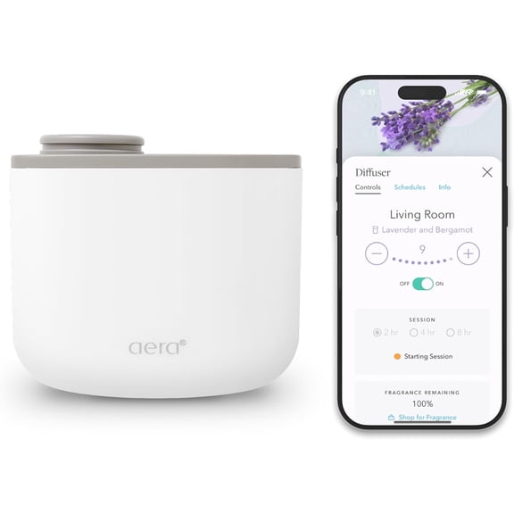 Mini Waterless Plug-in Essential Oil for Rooms 100400 Sq Ft Smart Aromatherapy Machine with App & Alexa Control (Fits 12.5 mL Capsules Sold Seperately) White
