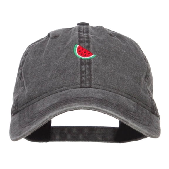 Mini Watermelon Embroidered Washed Cap - Black OSFM