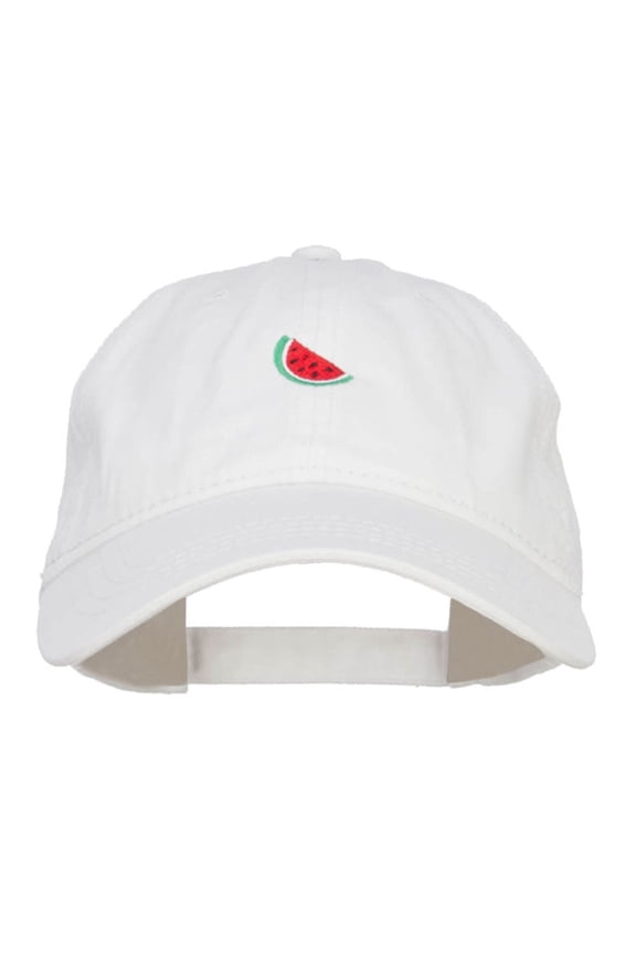 Mini Watermelon Embroidered Washed Cap - White OSFM