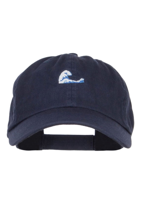 Mini Wave Embroidered Low Cap - Navy OSFM