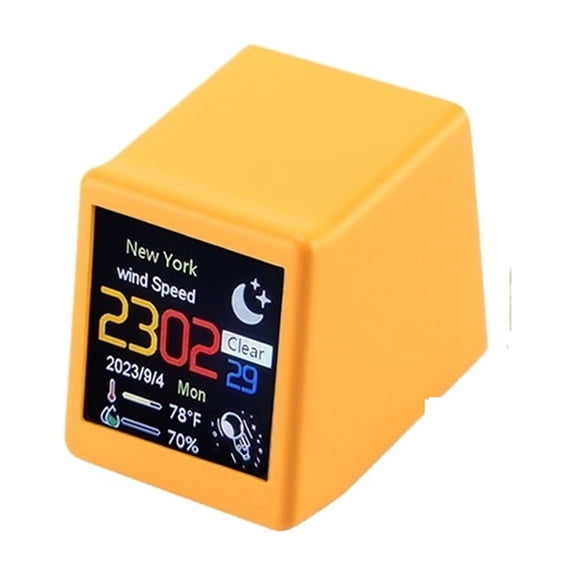Mini Weather Clock,Digital Weather Forecast Station Clock,For Gaming Desktop Decoration,DIY GIF Animations Album Function ,Easy to Operate