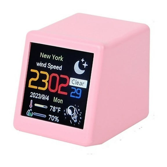 Mini Weather Clock,Digital Weather Forecast Station Clock,For Gaming Desktop Decoration,DIY GIF Animations Album Function ,Easy to Operate