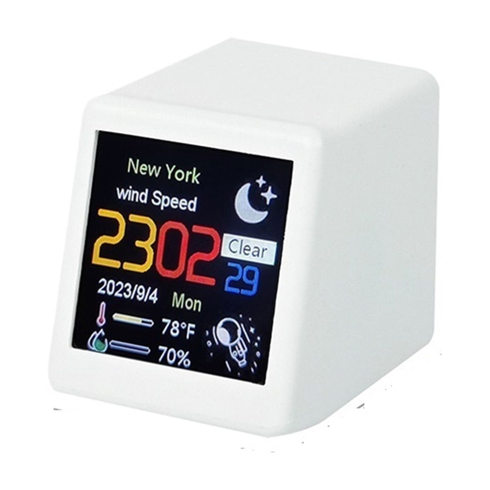 Mini Weather Clock,Digital Weather Forecast Station Clock,For Gaming Desktop Decoration,DIY GIF Animations Album Function ,High Precision