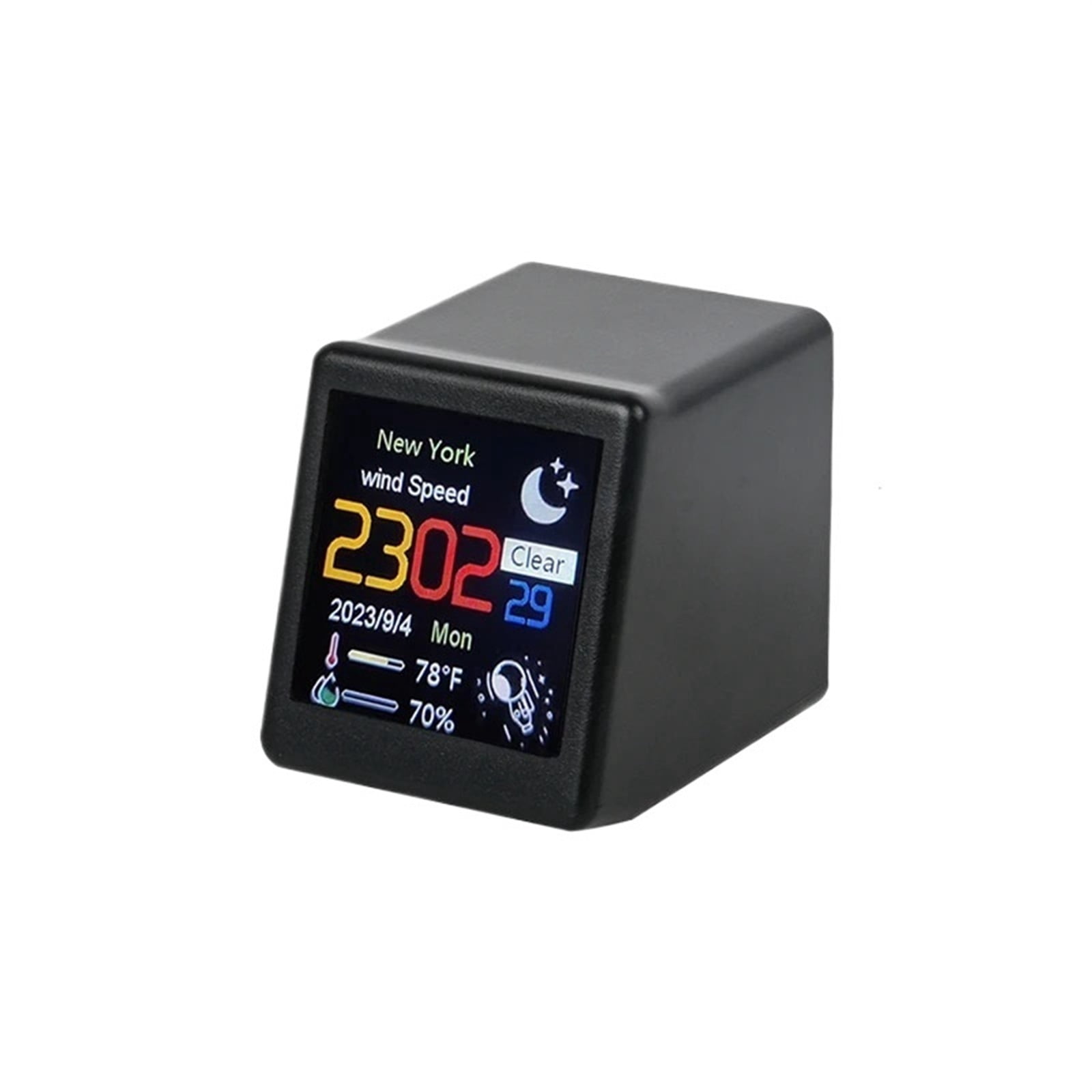 Mini Weather Clock,Digital Weather Forecast Station Clock,For Gaming Desktop Decoration,DIY GIF Animations Album Function ,High Precision