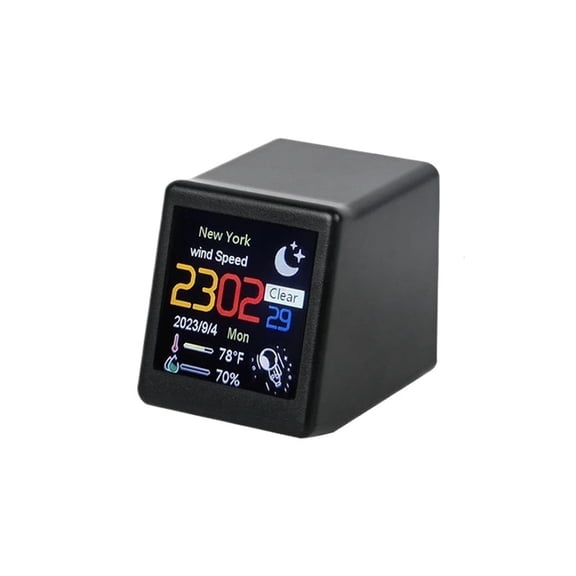 Mini Weather Clock,Digital Weather Forecast Station Clock,For Gaming Desktop Decoration,DIY GIF Animations Album Function ,High Precision