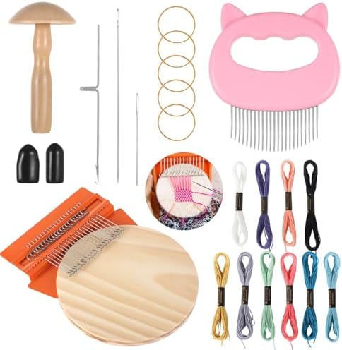 Mini Weaving Machine Kit for Beginners, 21-Hook Darning, Wooden with ...