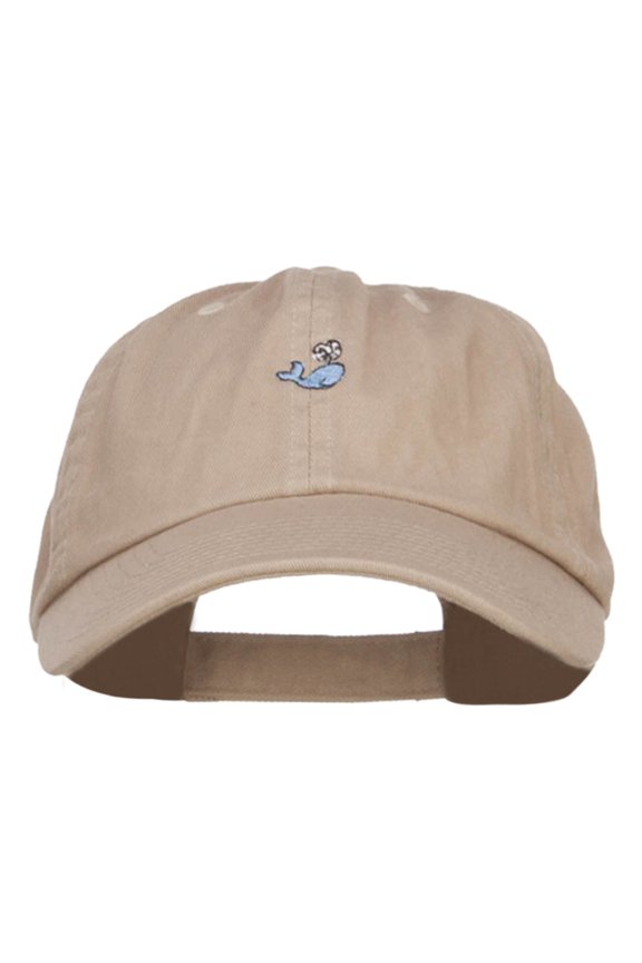 Mini Whale Embroidered Low Cap - Khaki OSFM