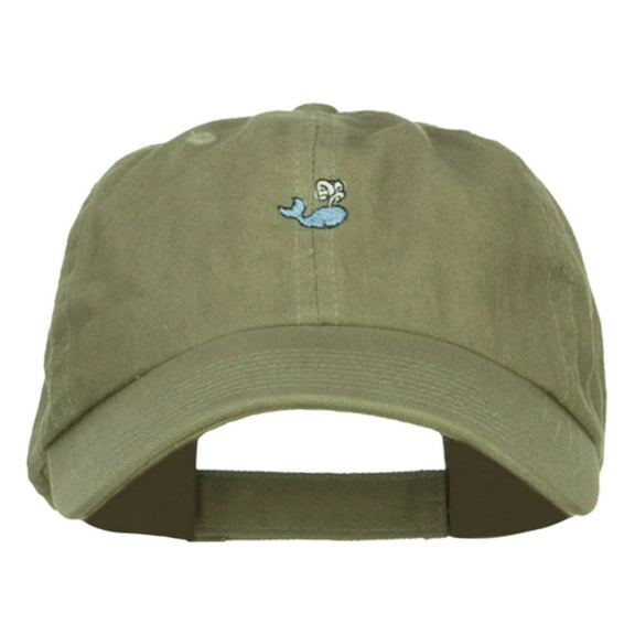 Mini Whale Embroidered Low Cap - Olive OSFM