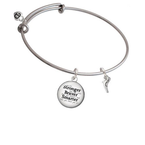 Mini Whale Stronger Braver Smarter Bangle Bracelet