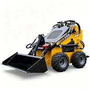 Mini Wheel Skid Steer Loader, 22HP Stand-on Skid Steer Loader with Bucket, EPA Gasoline Engine, Compact Multifunctional Loader for Warehouses, Engineering, Farms, Gardens and Parks