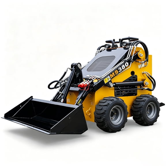 Mini Wheel Skid Steer Loader, 22HP Stand-on Skid Steer Loader with Bucket, EPA Gasoline Engine, Compact Multifunctional Loader for Warehouses, Engineering, Farms, Gardens and Parks