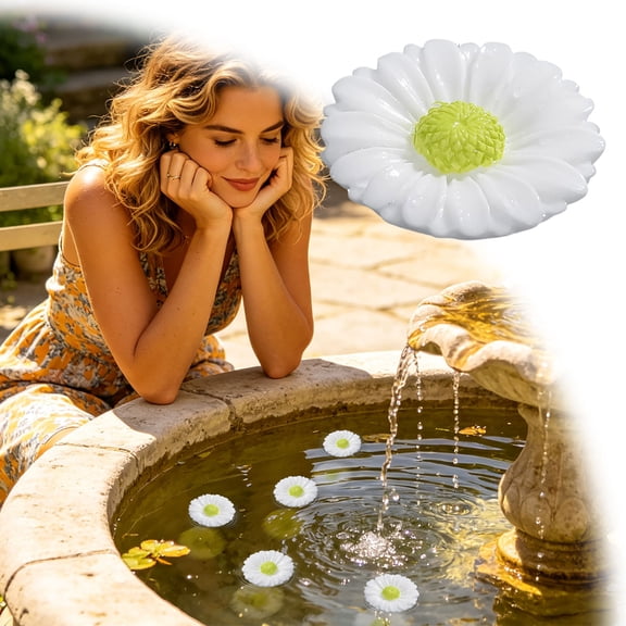 Mini White Daisy Resin Ornament 3D Floating Flower Decor For Desk Aquarium Crafts(White-2.6Cm)