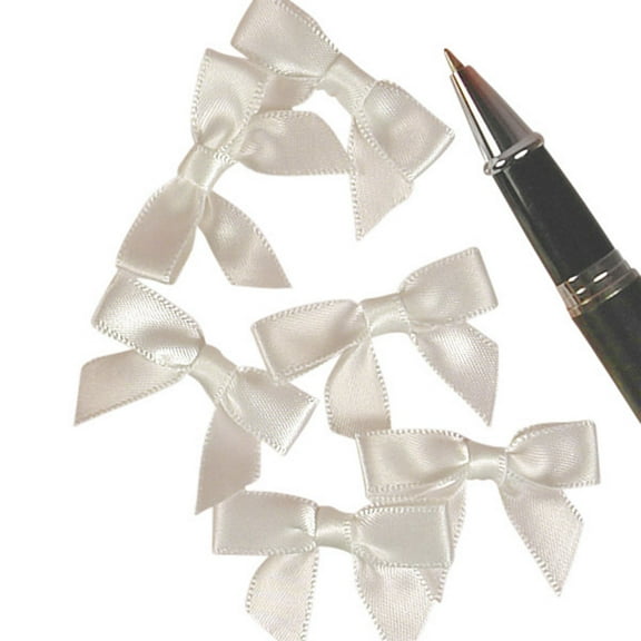 Mini White Satin Bows - 1 3/8 in. x 1in. - 50 Pack (601310)