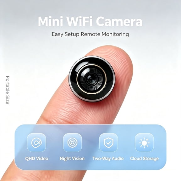 Mini WiFi Battery Security Camera Indoor Nanny Cam Night Vision Motion Alert Two-Way Audio Home Pet Car Surveillance Cam