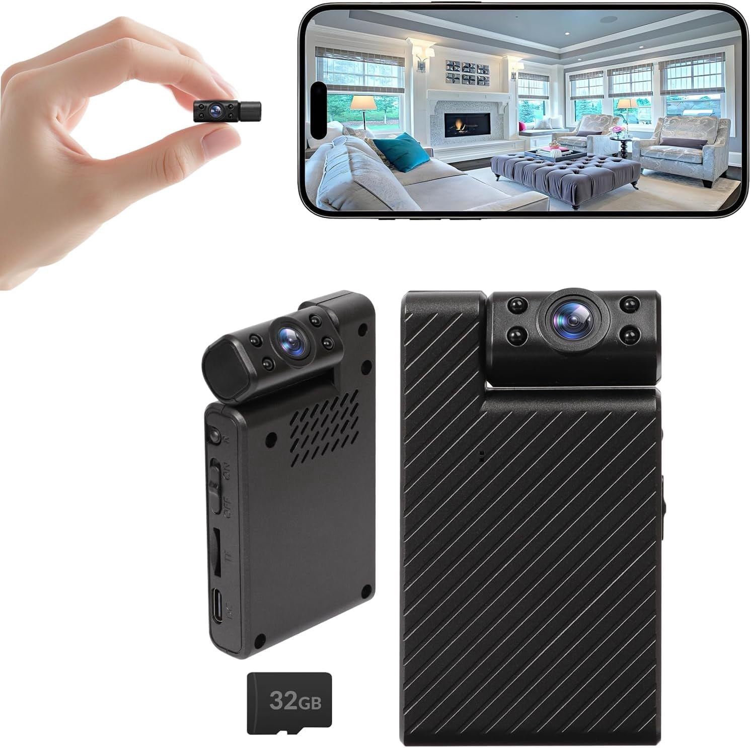 Mini WiFi Camera HD 180° Rotating Lens,Wireless Security Camera with Night Vision Portable Body Cam,Remote View Motion Detection Phone App Control & Real-Time Alerts for Home/Baby/Pet/Nanny Monitor