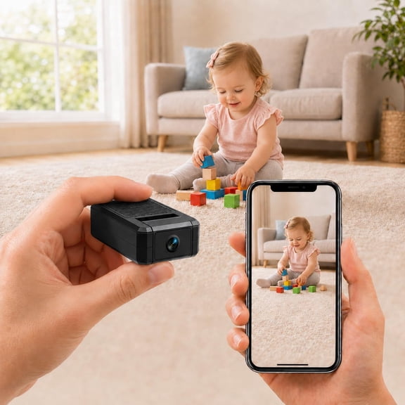 Mini WiFi Hidden Camera 1080P HD, Small Spy Camera with 180 Adjustable Lens, Night Vision, Motion Detection Alerts, Rechargeable Indoor Nanny Cam for Home Security, Baby & Pet Monitor