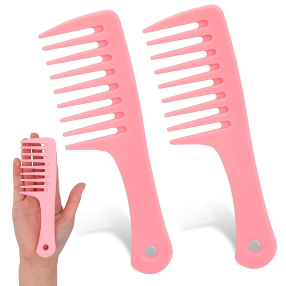 Mini Wide Tooth and Travel-Size Detangling Combs - 2 Pcs Portable Plastic Combs for Styling Curly, Long, Wet Hair