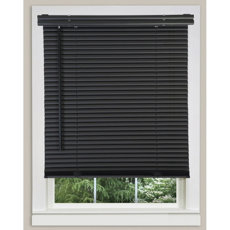 Mini Window Blinds Cordless 1 Slats Black Venetian Vinyl Blind Actual  Size: 30 x 64 (Length) 