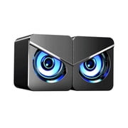 Mini Wired Desktop Computer Speakers,Ambient Light, Dual Stereo Sound 2Color