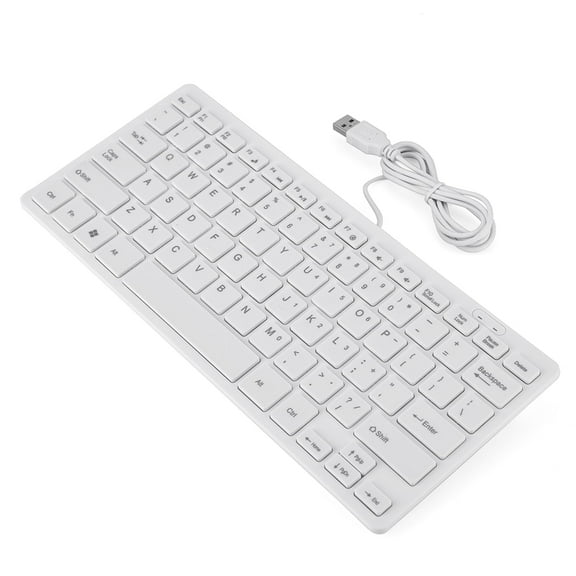 Mini Wired Keyboard Ultra Thin and Light Portable 78 Keys Small USB Multimedia Desktop Computer Notebook Laptop (White)