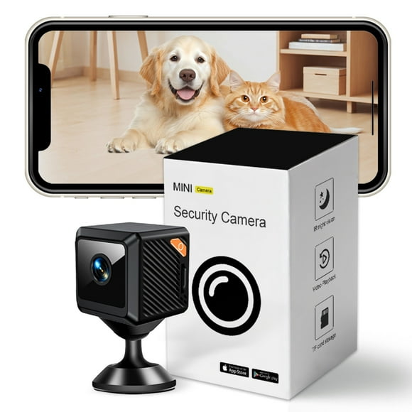 Mini Wireless Cameras for Home Security with Night Vision, Video Record, Motion Detection and Cloud & TF Storage, HD 1080P Portable Small Nanny Hidden Camera, Black
