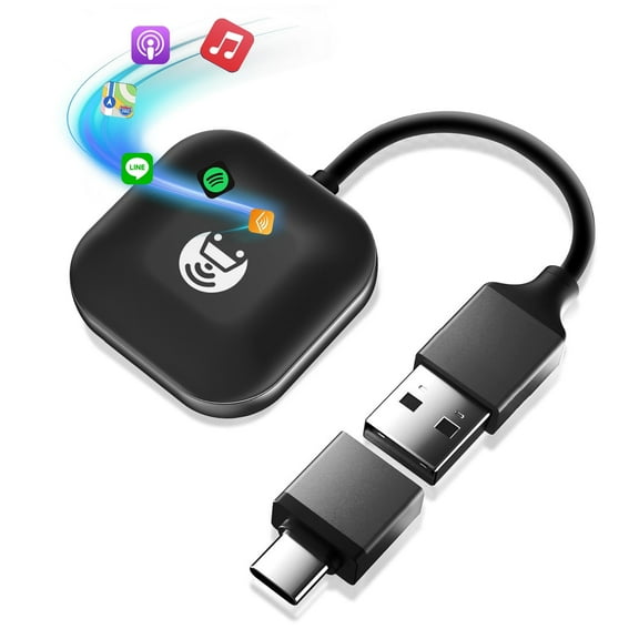 Mini Wireless Apple Carplay&Android Auto Car Play AdapterFactory Wired to Wireless CarPlay Dongle with Fast Stable 5Ghz WiFi Bluetooth Connection , Magic BoxCompatible with iPhone 6 or above/iOS10+