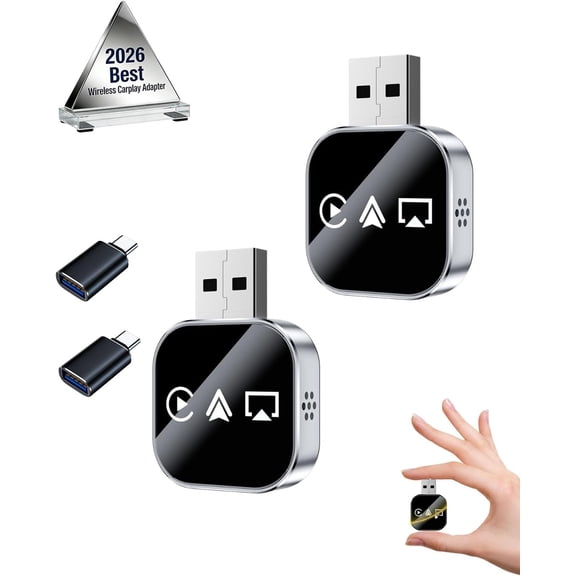 Mini Wireless Carplay Adapter for iPhone 3 in 1 Car Play Dongle Wired to Wireless Screen Mirror Accessories Converts Fast Auto Connect No Audio Delay Bluetooth 5.3 & 5ghz Wi-Fi - Plug & Play (2PCS)