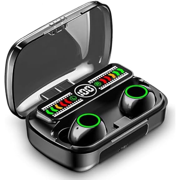 Mini Wireless Earbuds Bluetooth 5.3 in Ear Light-Weight Headphones Built-in Microphone, IPX5 Waterproof, Immersive Premium Sound Long Distance Connection Headset with Charging Case, Black