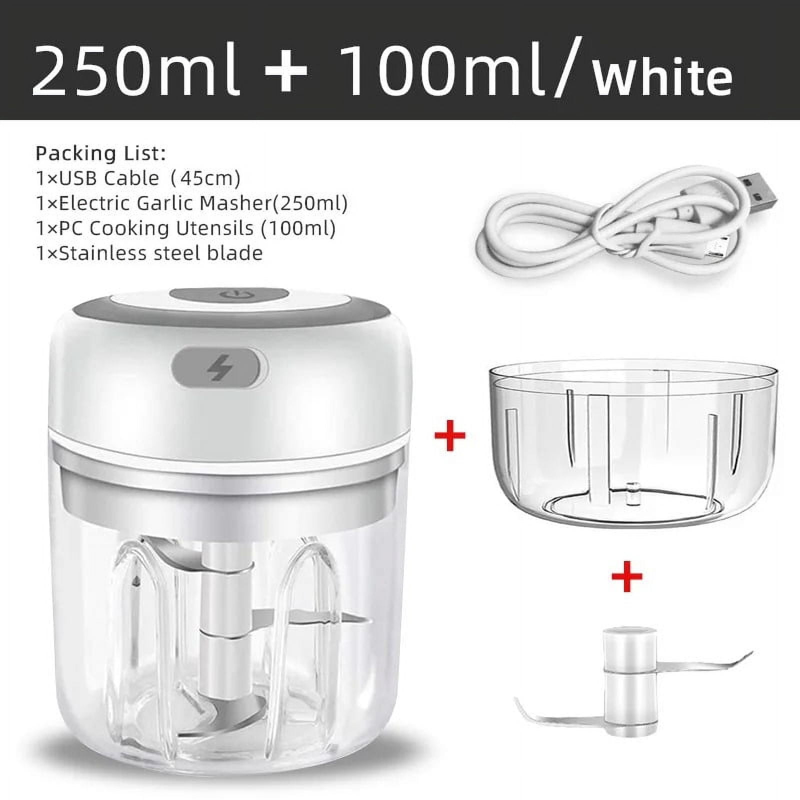 Mini Wireless Electric Garlic Chopper – USB Rechargeable Portable Food Processor for Garlic, Ginger, Chili & Vegetables – 250ml Capacity Mini Mincer & Grinder for Home & Travel Kitchen