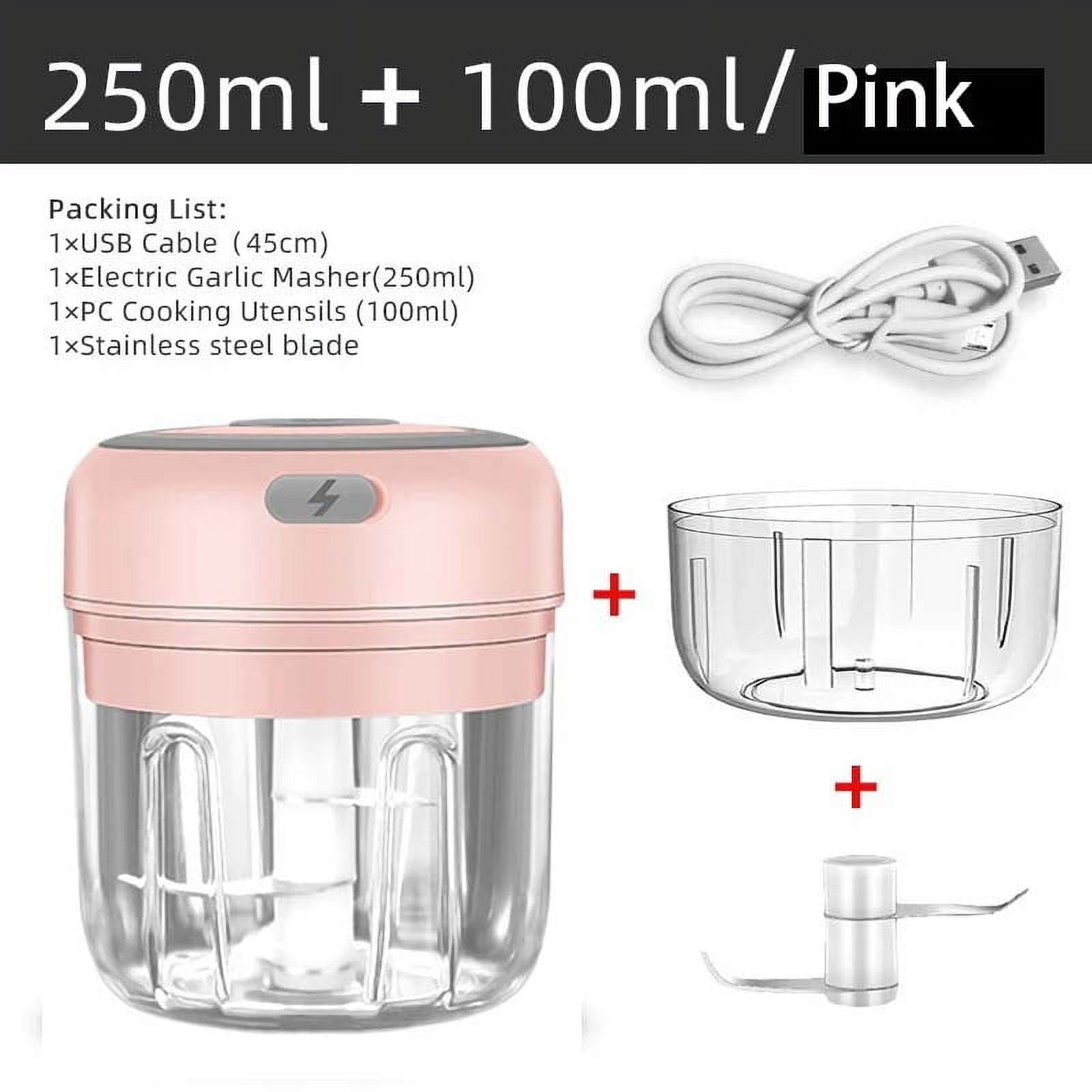 Mini Wireless Electric Garlic Chopper – USB Rechargeable Portable Food Processor for Garlic, Ginger, Chili & Vegetables – 250ml Capacity Mini Mincer & Grinder for Home & Travel Kitchen