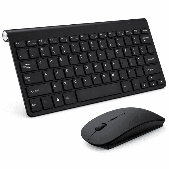 Mini Wireless Keyboard And Mouse Set Waterproof 2.4G Compatible with Mac Apple PC Computer (Black)