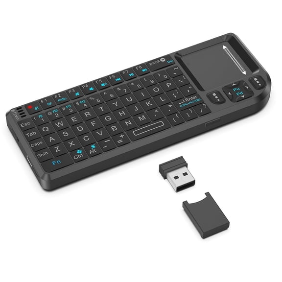 Mini Wireless Keyboard, Handheld Bluetooth Keyboard with Sensitive Touchpad, 2.4G/Bluetooth 5.1 Dual Mode Rechargeable Portable, for Smart TV/PC/Tablet/Phone, Suitable for Travel, Office and Home Use