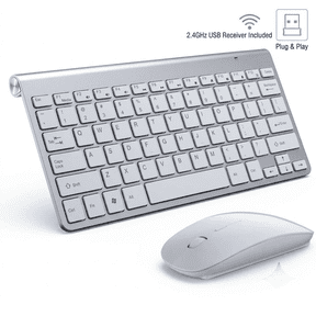 Mini Wireless Keyboard and Mouse Combo, 2.4G Waterproof Compact Keyboard Mouse Set, Portable Plug & Play Slim Desktop Set for Mac, Apple iMac, PC, Laptop and Windows, Black