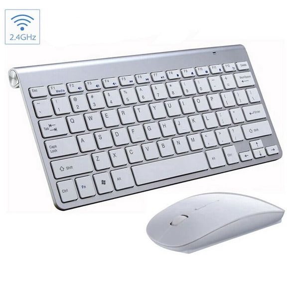 Mini Wireless Keyboard and Mouse Set, 2.4G Slim Compact Waterproof Combo with 33ft Range, for Mac, Apple TV, PC, Laptop, Desktop Computer